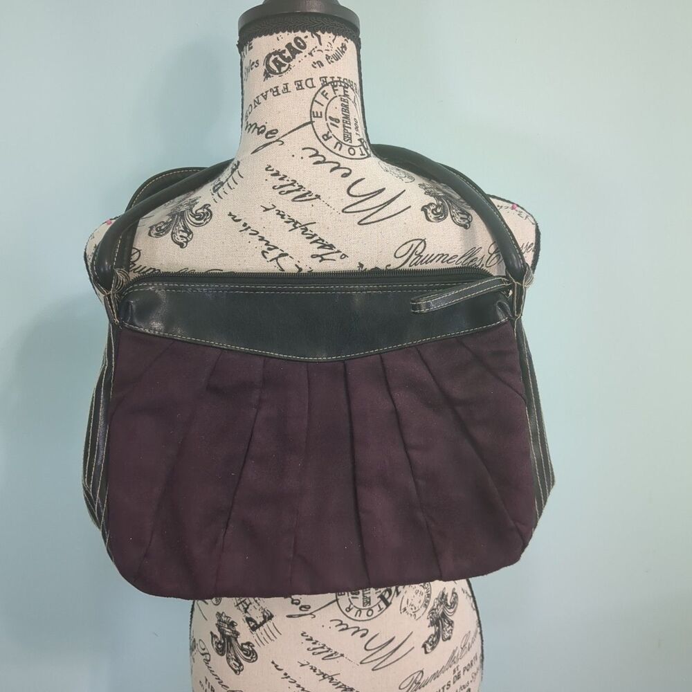Victoria's Secret Black Purple Faux Suede Tote Shoulder Bag Purse Medium Y2K